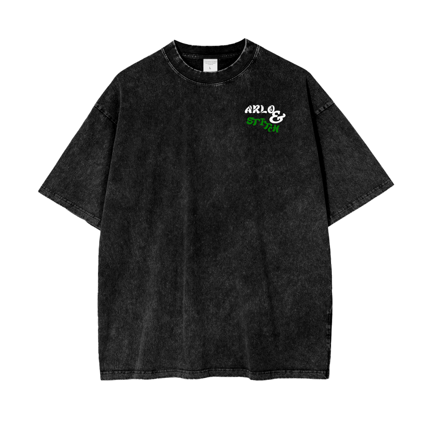 Oversize Snow Washed T-Shirt (White&Green)