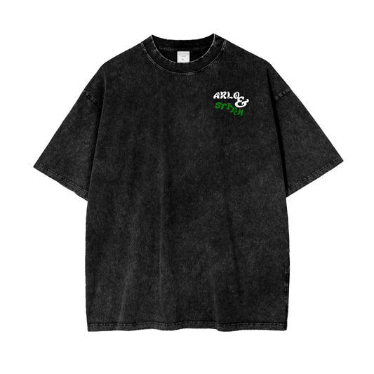 Oversize Snow Washed T-Shirt (White&Green)