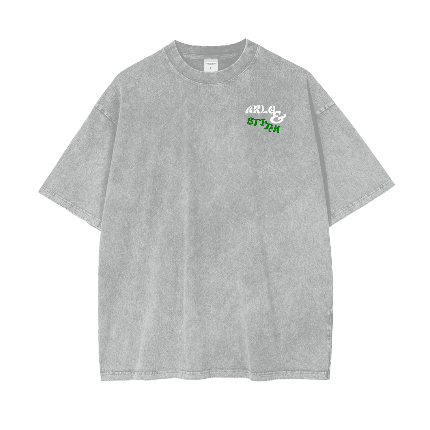 Oversize Snow Washed T-Shirt (White&Green)