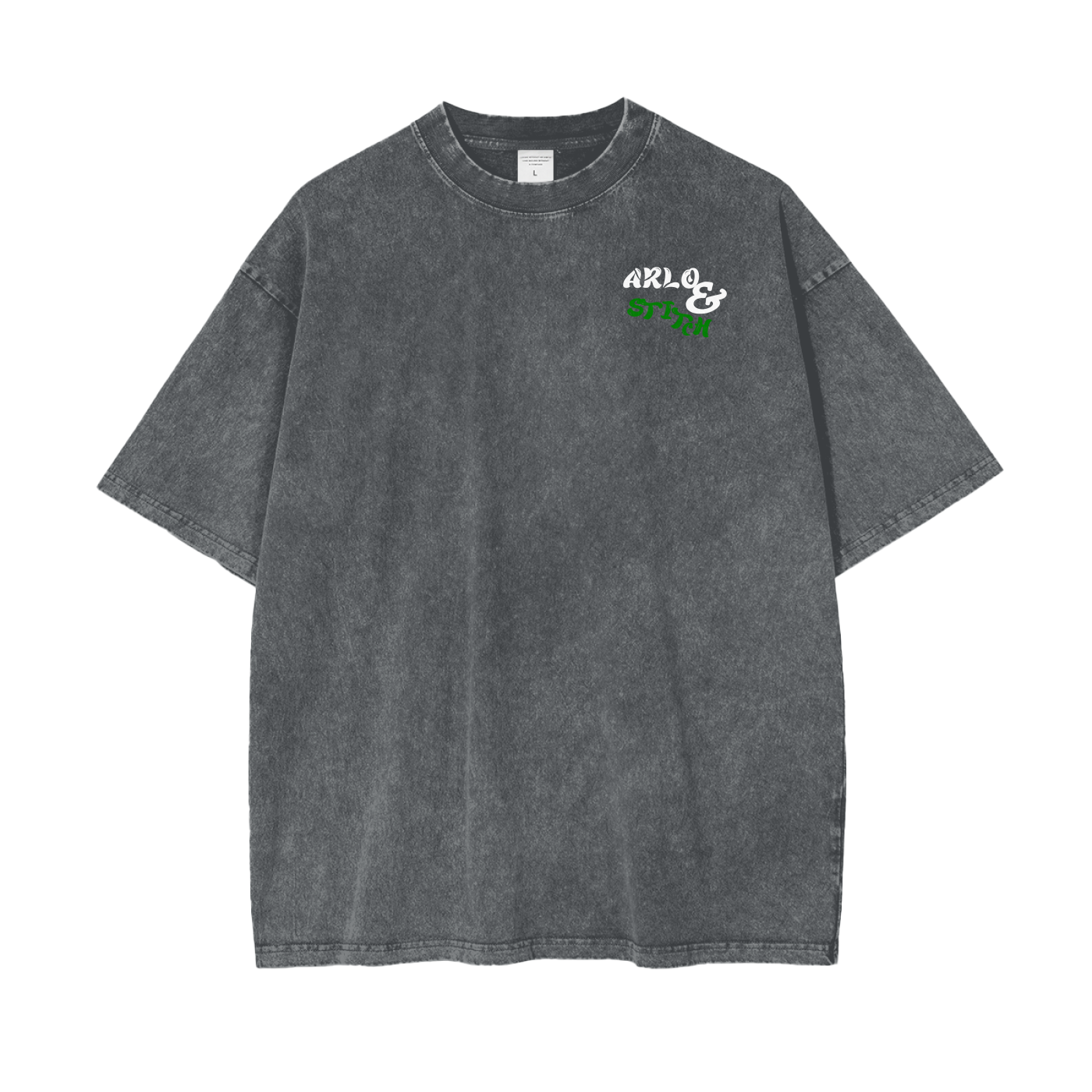 Oversize Snow Washed T-Shirt (White&Green)