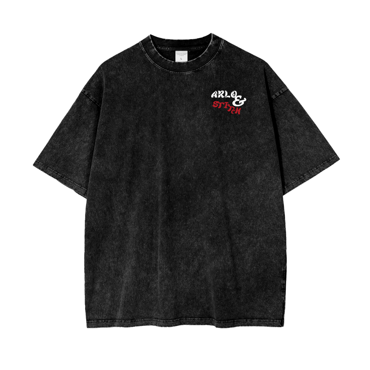 Oversize Snow Washed T-Shirt (White&Red)