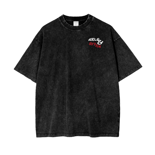 Oversize Snow Washed T-Shirt (White&Red)