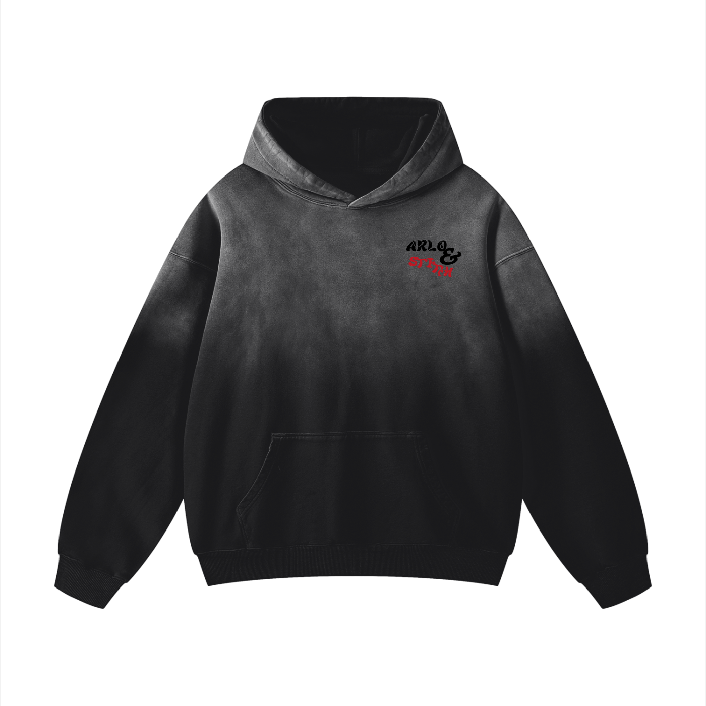 Heavyweight Sunfade Oversized Hoodie (Black&Red)