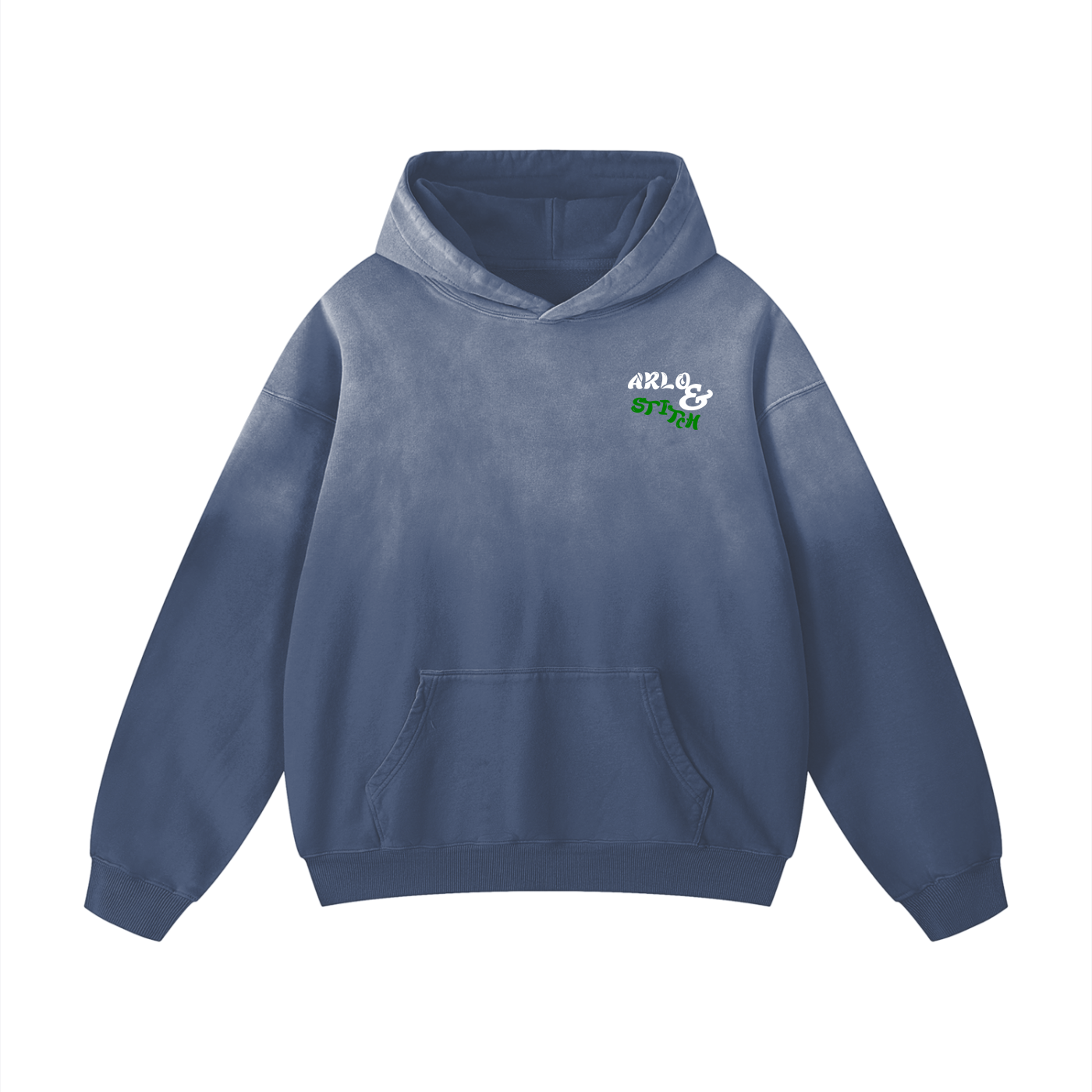 Heavyweight Sunfade Oversized Hoodie (White&Green)