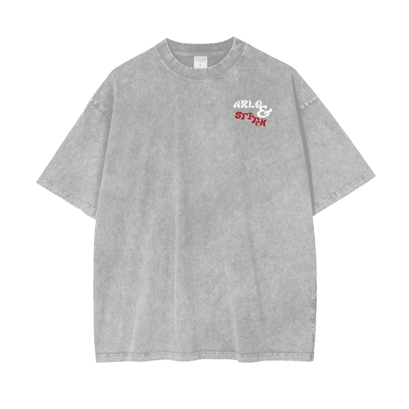 Oversize Snow Washed T-Shirt (White&Red)